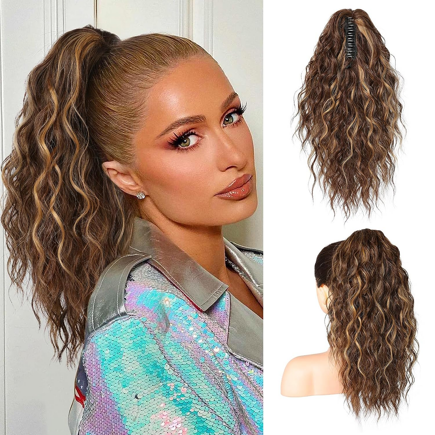 đ PROMOTION DU DERNIER JOUR - 50% DE RĂDUCTIONđExtension de cheveux bouclĂ©s, ondulĂ©s et crĂ©pus avec queue de cheval
