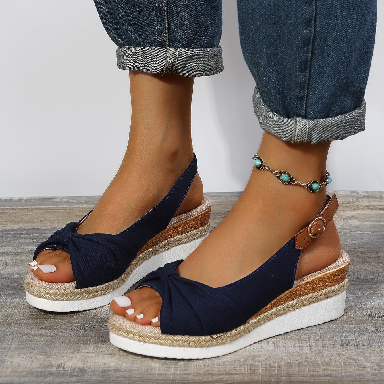 đ„Dernier jour pour 50% de rĂ©duction - Sandales Ă talons compensĂ©s Espadrille pour femmes