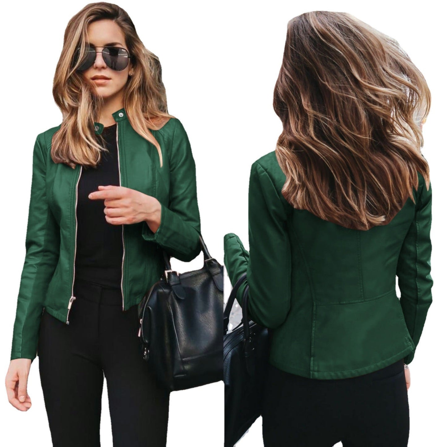 Veste d'automne pour femme en cuir souple pour un usage quotidien