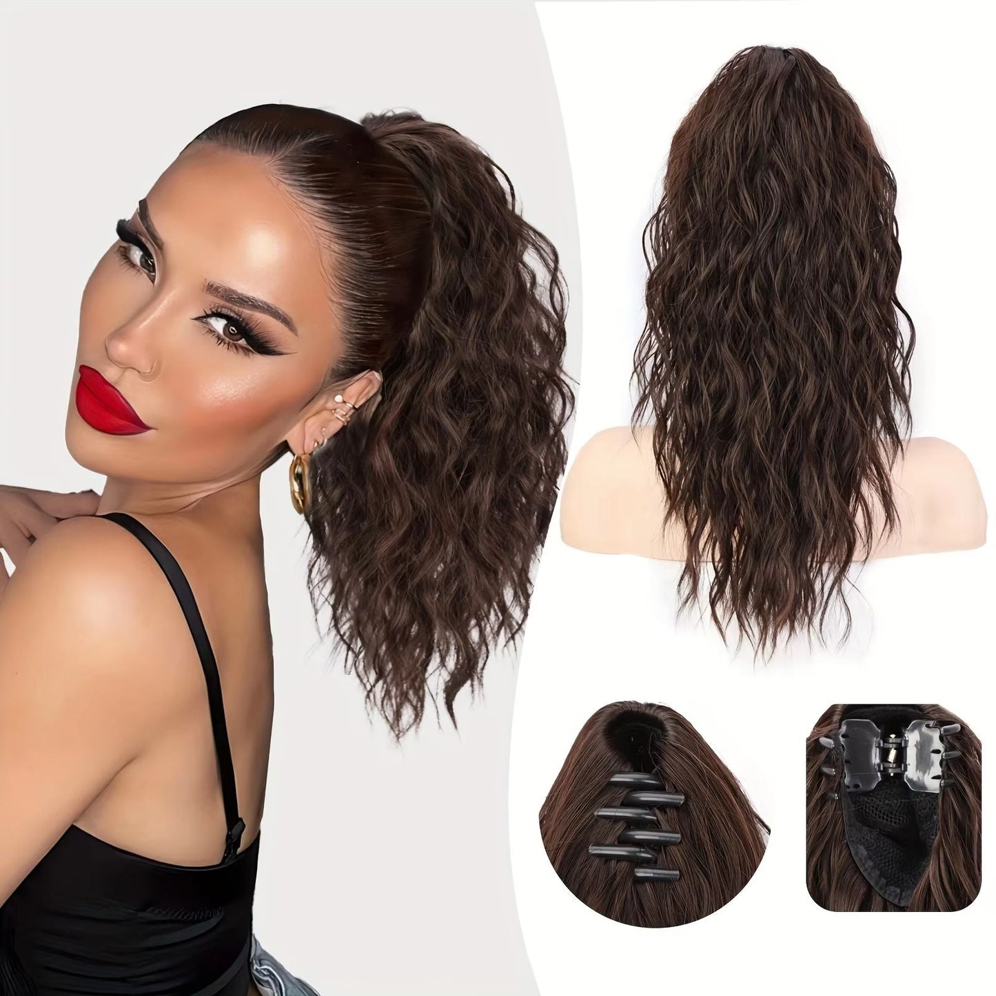 đ PROMOTION DU DERNIER JOUR - 50% DE RĂDUCTIONđExtension de cheveux bouclĂ©s, ondulĂ©s et crĂ©pus avec queue de cheval