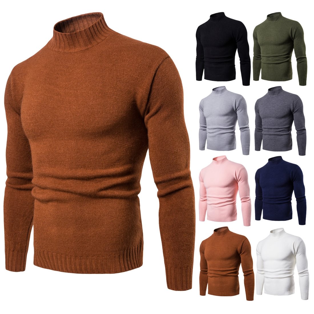 Pull de couleur masculine avec demi-collé
