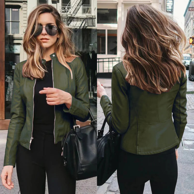Veste d'automne pour femme en cuir souple pour un usage quotidien