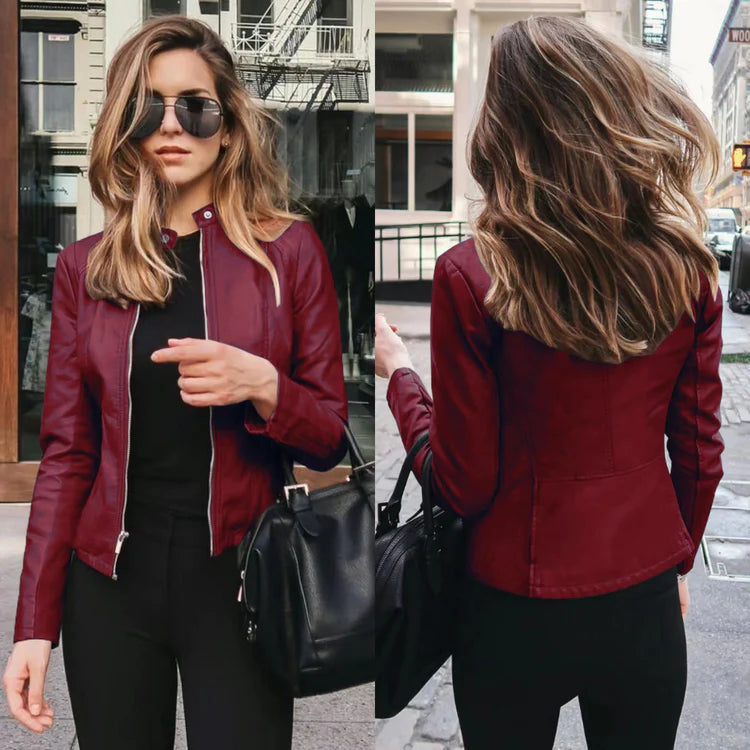 Veste d'automne pour femme en cuir souple pour un usage quotidien