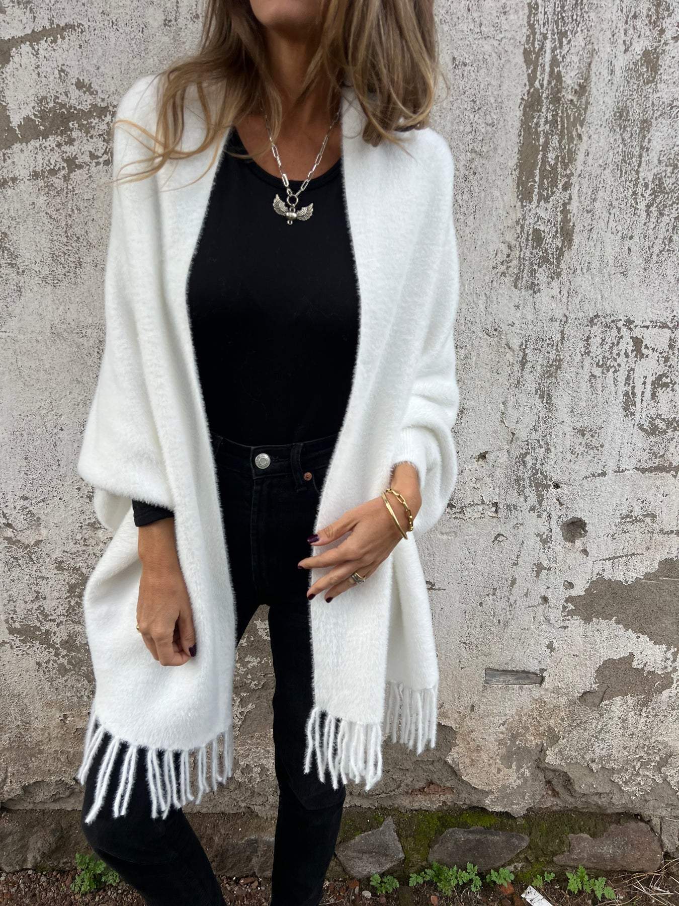 đOffres spĂ©ciales automneđManteau chĂąle Ă manches longues dĂ©contractĂ© avec gland pour femme