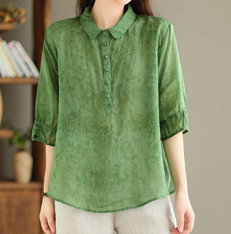 🌿Top chemise ample en coton et lin(Achetez-en 2 et livraison gratuite)
