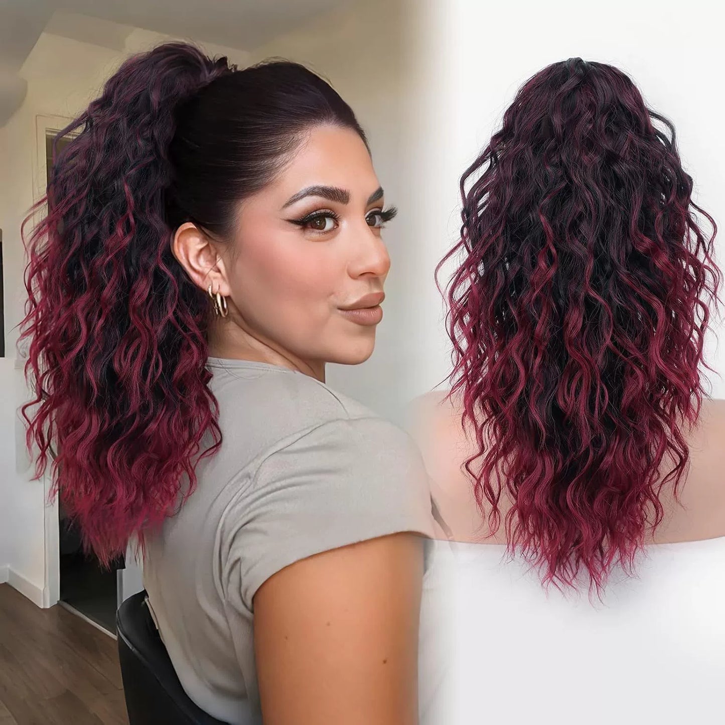 đ PROMOTION DU DERNIER JOUR - 50% DE RĂDUCTIONđExtension de cheveux bouclĂ©s, ondulĂ©s et crĂ©pus avec queue de cheval