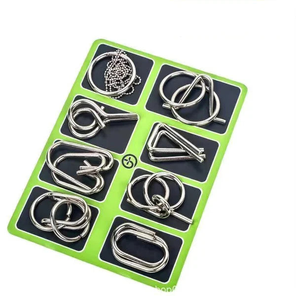 ⏳Spécial à durée limitée⏰Anneau puzzle métallique huit pièces version bleue, défis mentaux