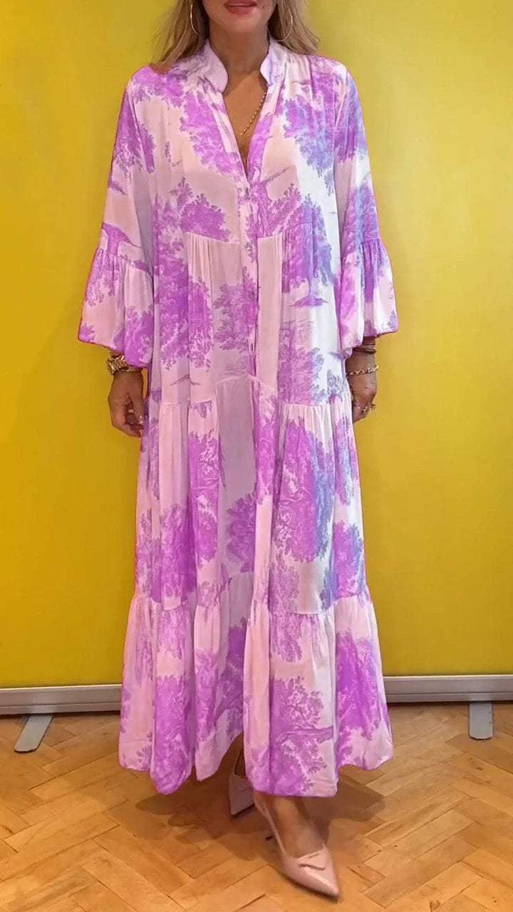 đRobe longue d'Ă©tĂ© Ă col en V Ă motif forestier pour femmesđ