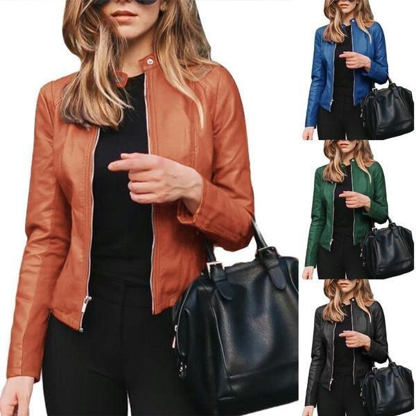 Veste d'automne pour femme en cuir souple pour un usage quotidien