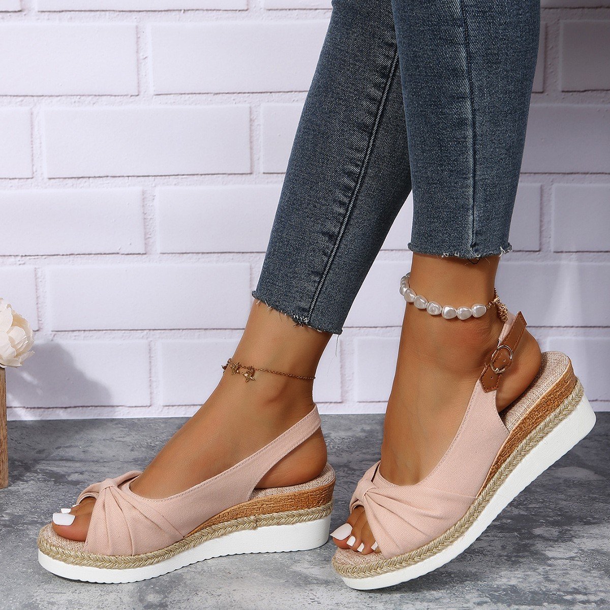 đ„Dernier jour pour 50% de rĂ©duction - Sandales Ă talons compensĂ©s Espadrille pour femmes