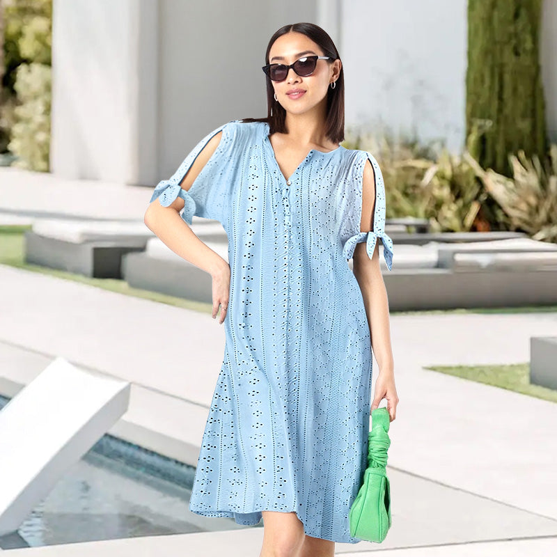 Robe élégante à col en V et découpe pour femme