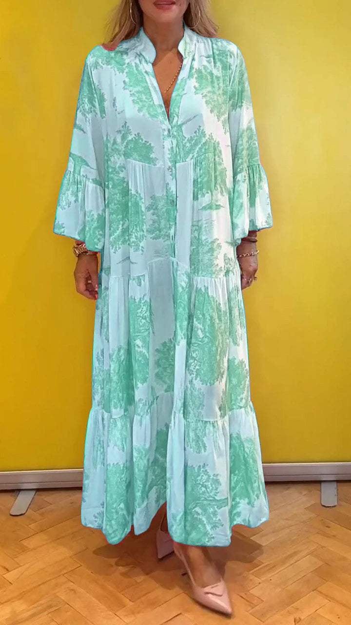 đRobe longue d'Ă©tĂ© Ă col en V Ă motif forestier pour femmesđ