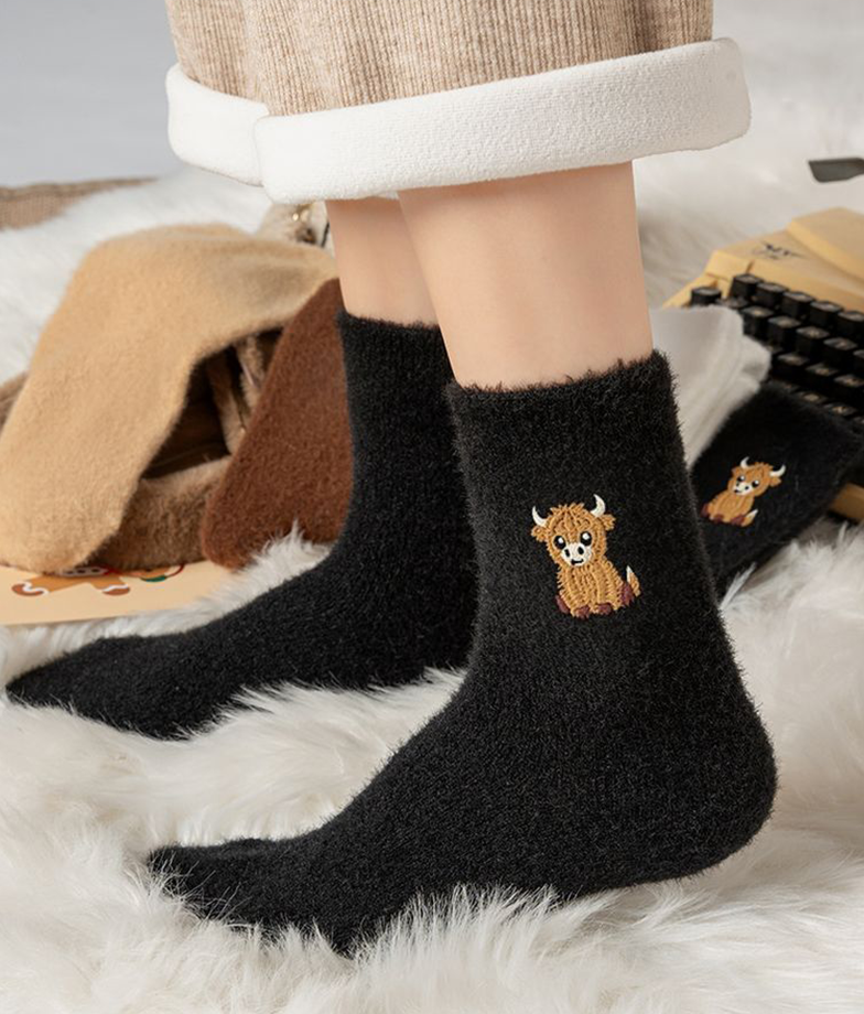 Chaussettes pelucheuses à vache des Highlands