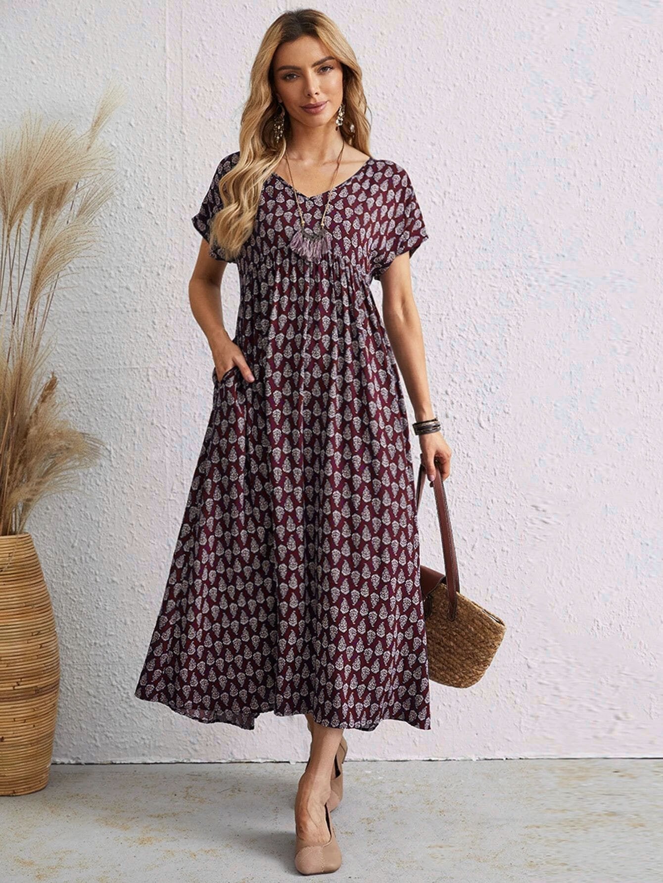 🌸DERNIER JOUR 49% DE REDUCTION - 2024 NEW Vintage Comfortable Cotton Linen V-neck dress with pockets