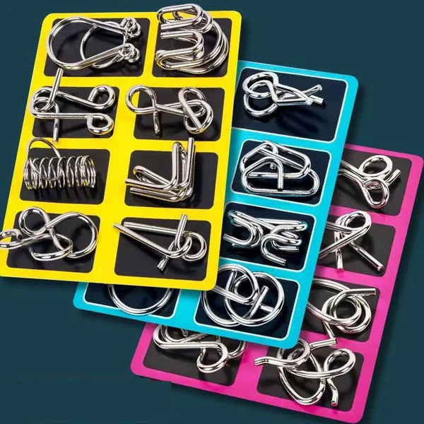 ⏳Spécial à durée limitée⏰Anneau puzzle métallique huit pièces version bleue, défis mentaux