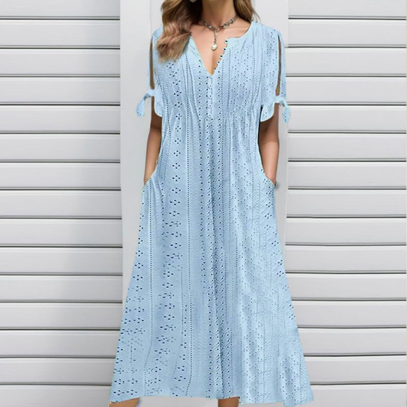Robe élégante à col en V et découpe pour femme