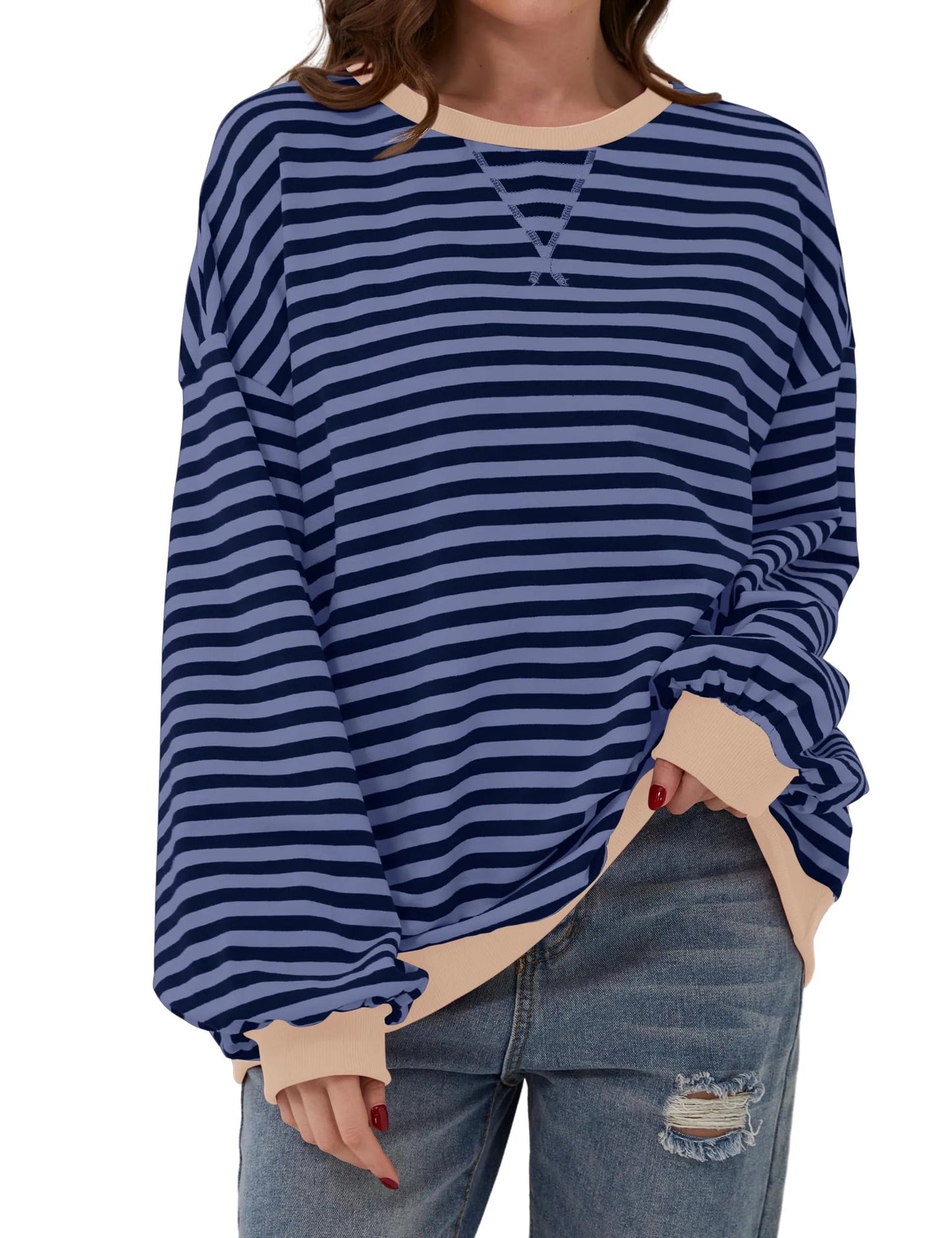 🔥Offre 49% OFF😲 - Chemise oversize rayée à manches longues pour femmes