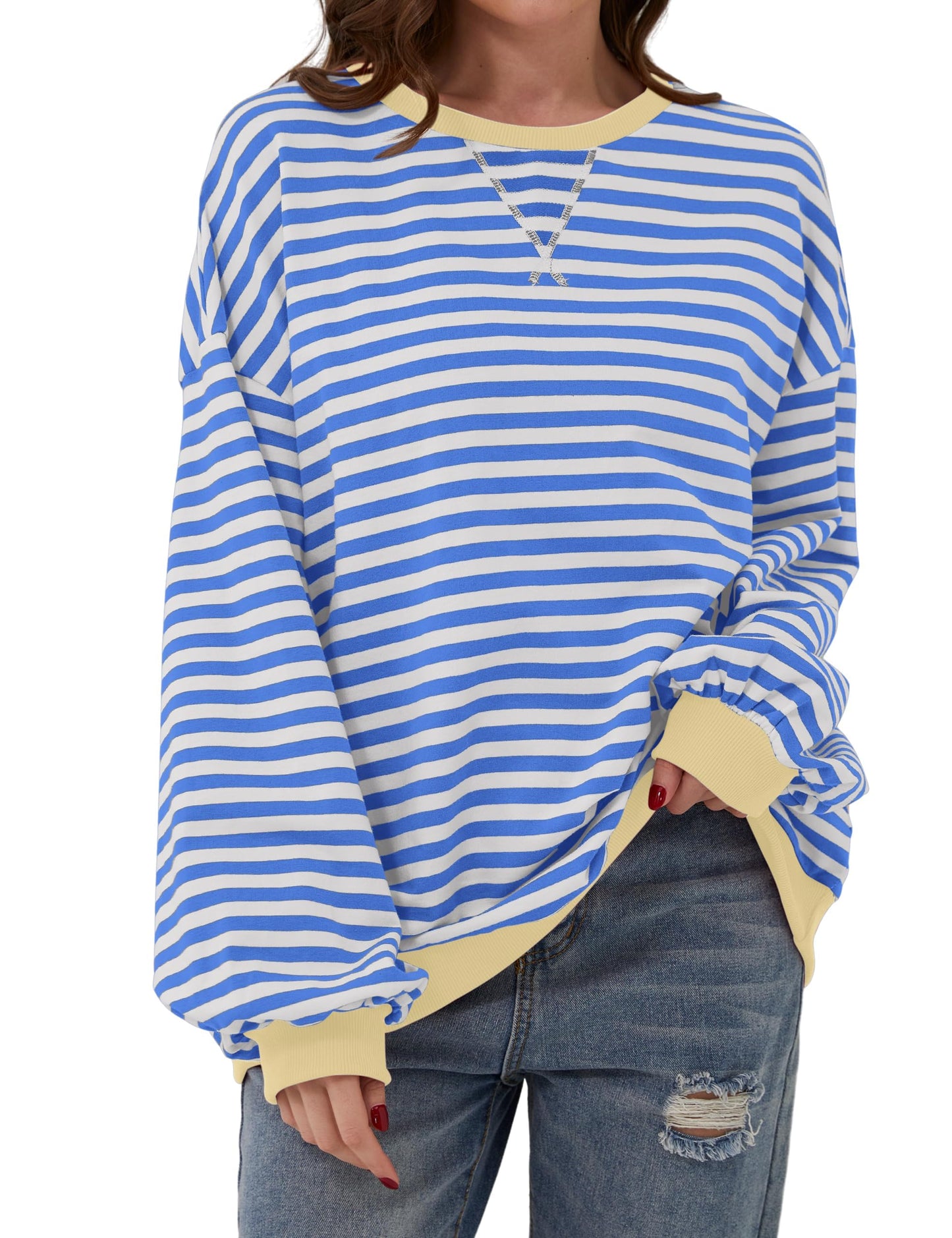 🔥Offre 49% OFF😲 - Chemise oversize rayée à manches longues pour femmes