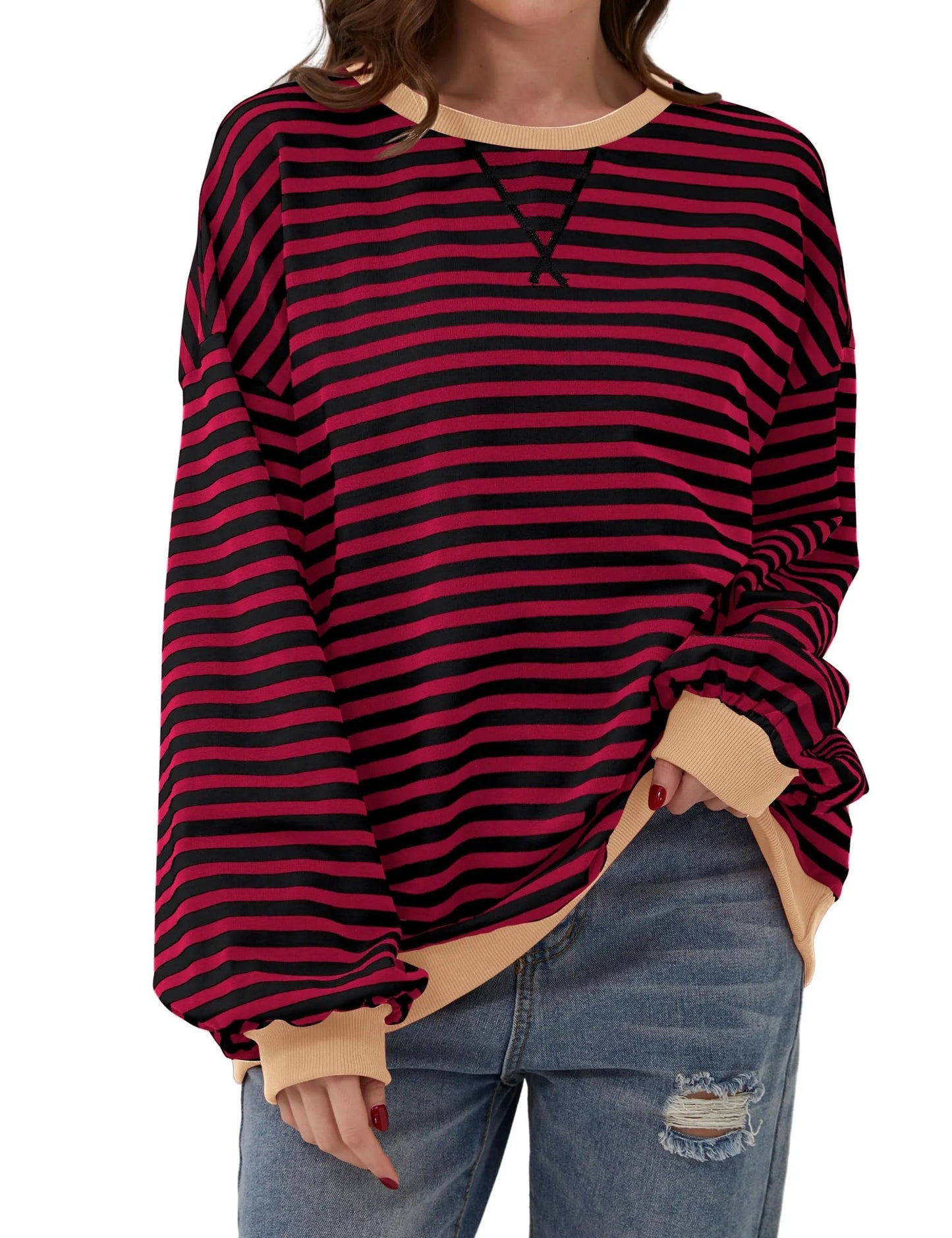 🔥Offre 49% OFF😲 - Chemise oversize rayée à manches longues pour femmes