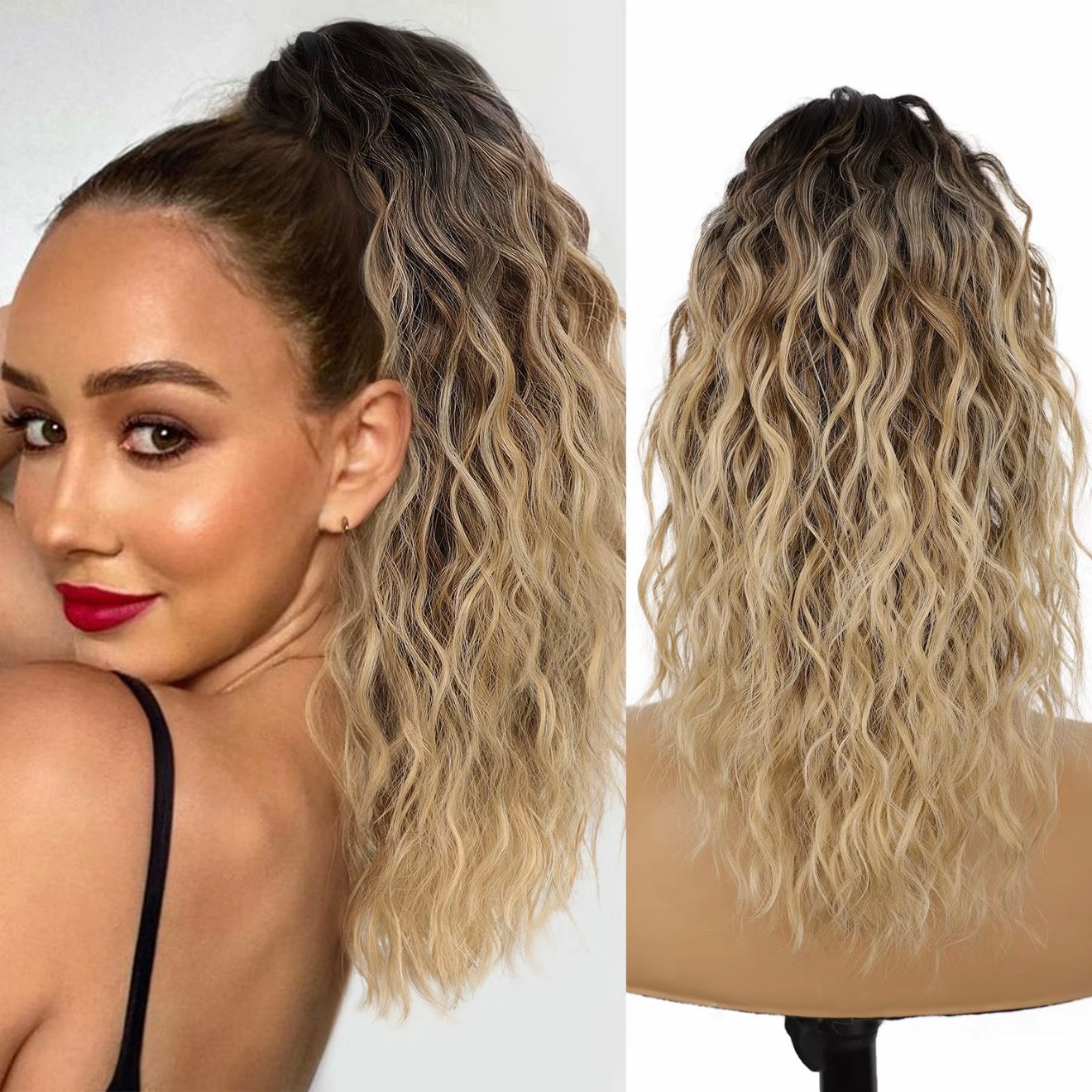 đ PROMOTION DU DERNIER JOUR - 50% DE RĂDUCTIONđExtension de cheveux bouclĂ©s, ondulĂ©s et crĂ©pus avec queue de cheval