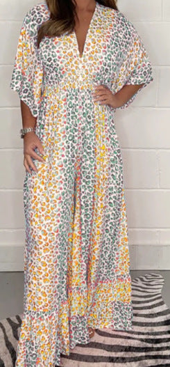 🔥Dernier Jour De Promotion - 49% de réduction💃2024 NOUVEAU STYLE Robe col V imprimé léopard💝