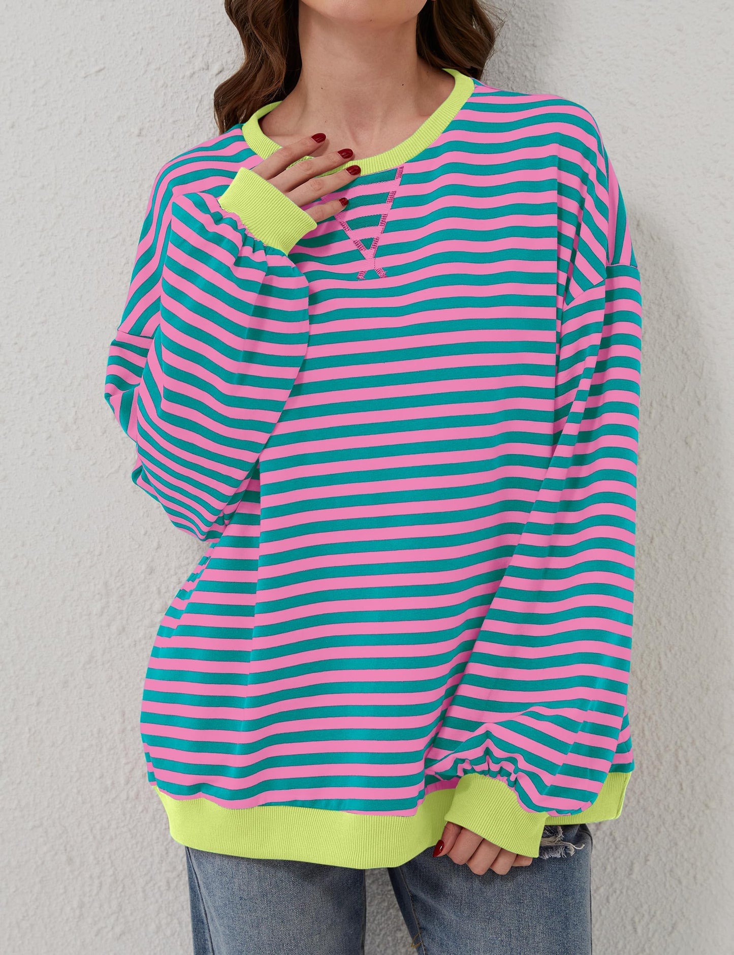 🔥Offre 49% OFF😲 - Chemise oversize rayée à manches longues pour femmes
