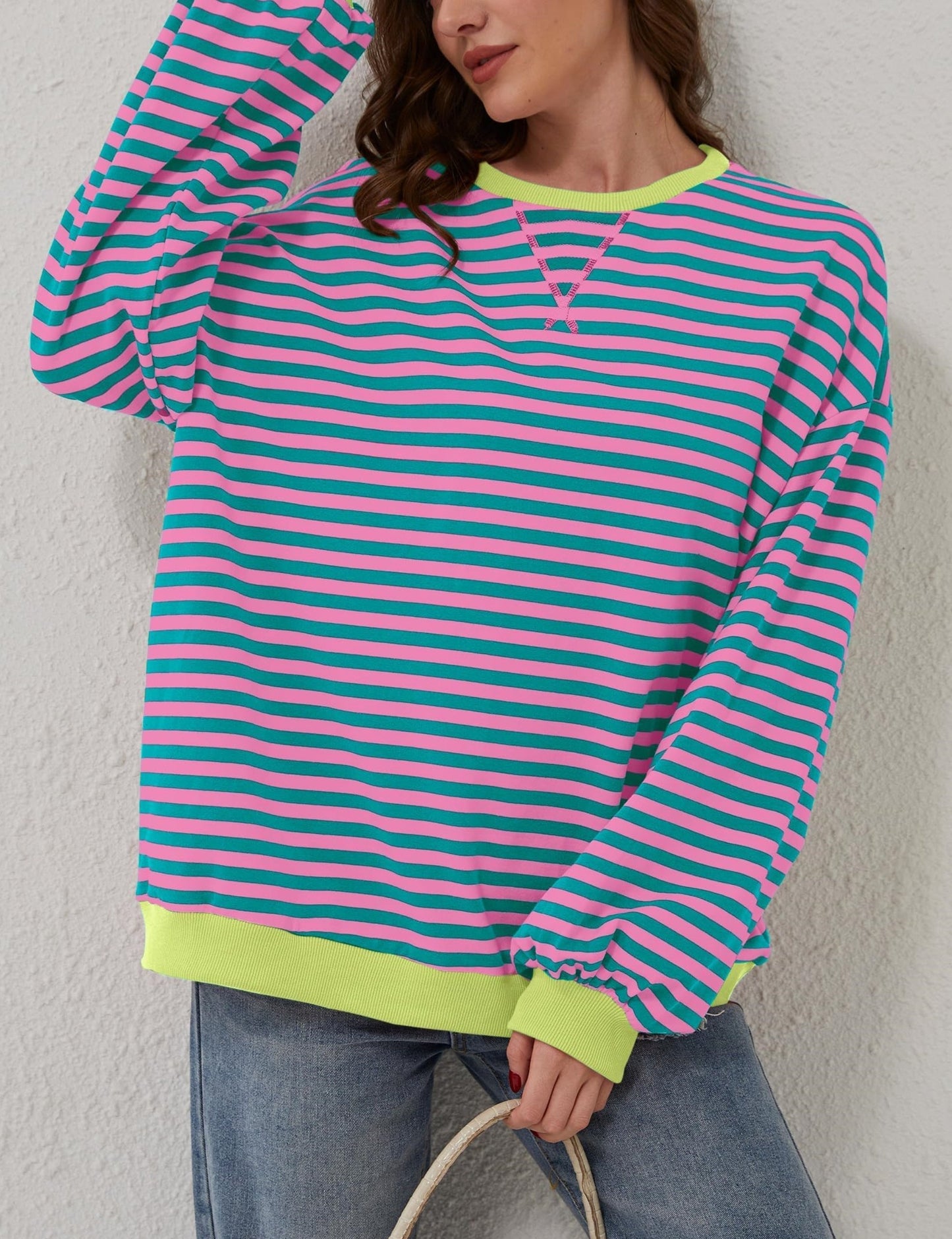 🔥Offre 49% OFF😲 - Chemise oversize rayée à manches longues pour femmes