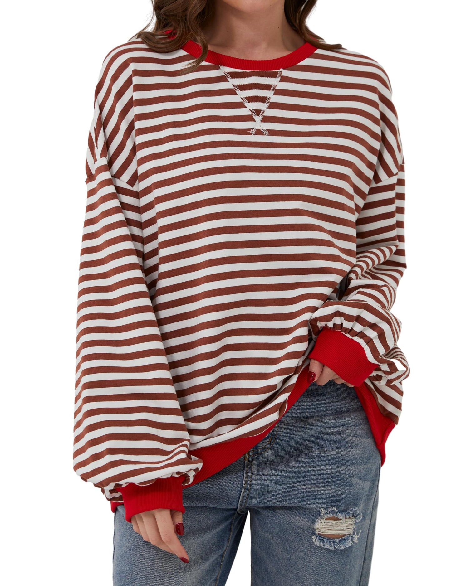🔥Offre 49% OFF😲 - Chemise oversize rayée à manches longues pour femmes