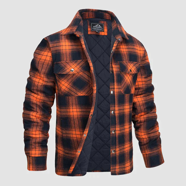 Veste de chemise en flanelle pour hommes Manteau à carreaux à manches longues, matelassé et doublé Vêtements d'extérieur épais à boutons pour l'hiver