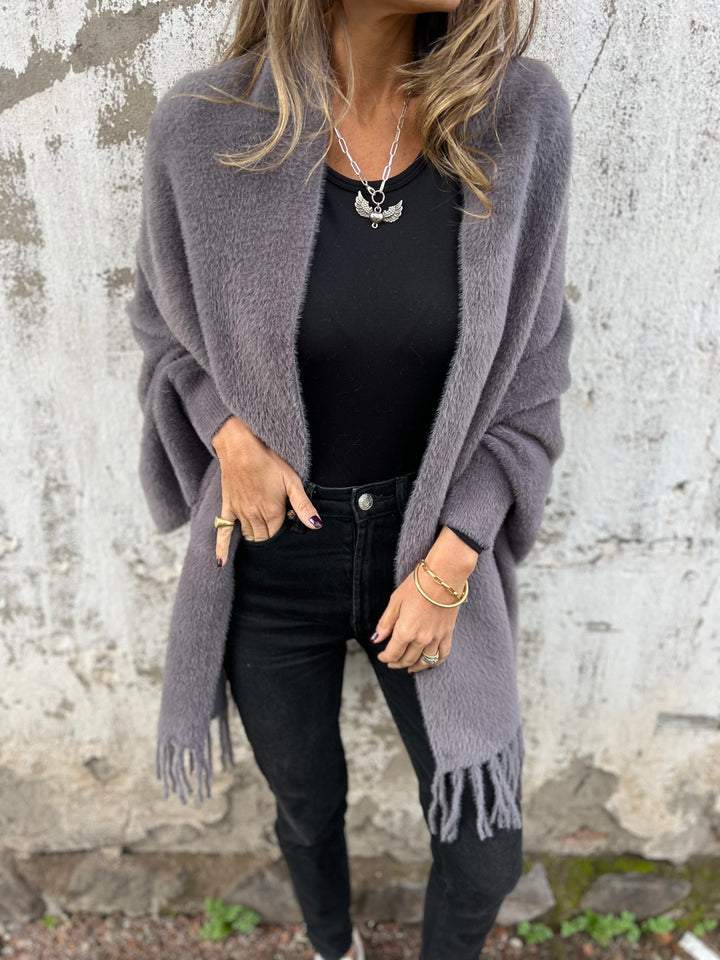 đOffres spĂ©ciales automneđManteau chĂąle Ă manches longues dĂ©contractĂ© avec gland pour femme