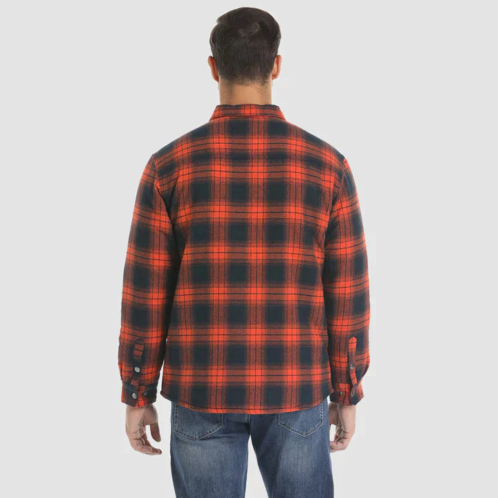 Veste de chemise en flanelle pour hommes Manteau à carreaux à manches longues, matelassé et doublé Vêtements d'extérieur épais à boutons pour l'hiver