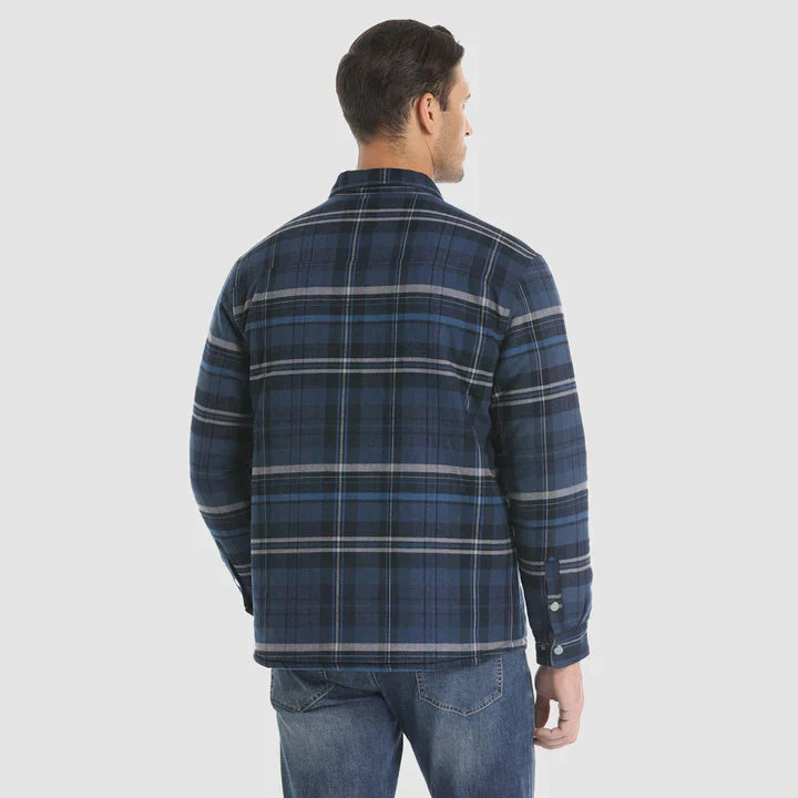 Veste de chemise en flanelle pour hommes Manteau à carreaux à manches longues, matelassé et doublé Vêtements d'extérieur épais à boutons pour l'hiver