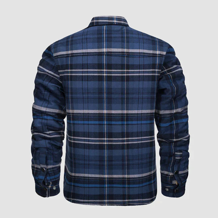 Veste de chemise en flanelle pour hommes Manteau à carreaux à manches longues, matelassé et doublé Vêtements d'extérieur épais à boutons pour l'hiver