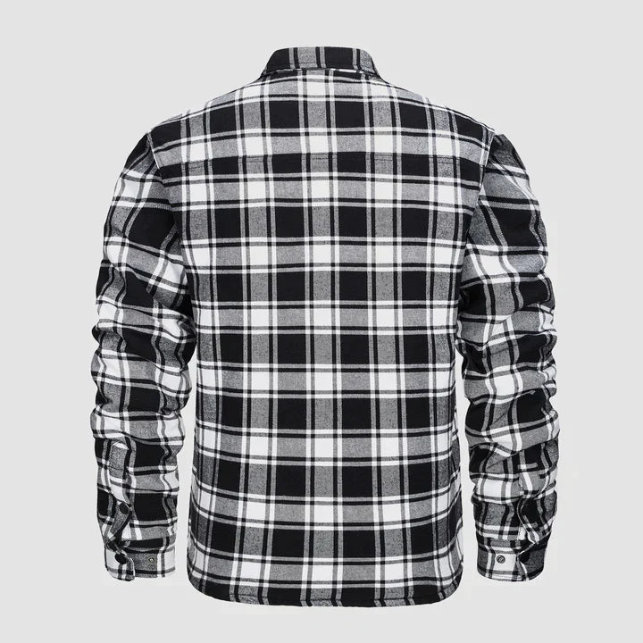 Veste de chemise en flanelle pour hommes Manteau à carreaux à manches longues, matelassé et doublé Vêtements d'extérieur épais à boutons pour l'hiver