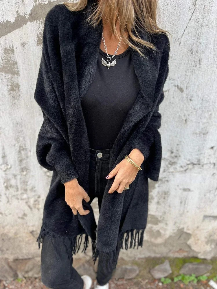 🍂Offres spéciales automne🍂Manteau châle à manches longues décontracté avec gland pour femme