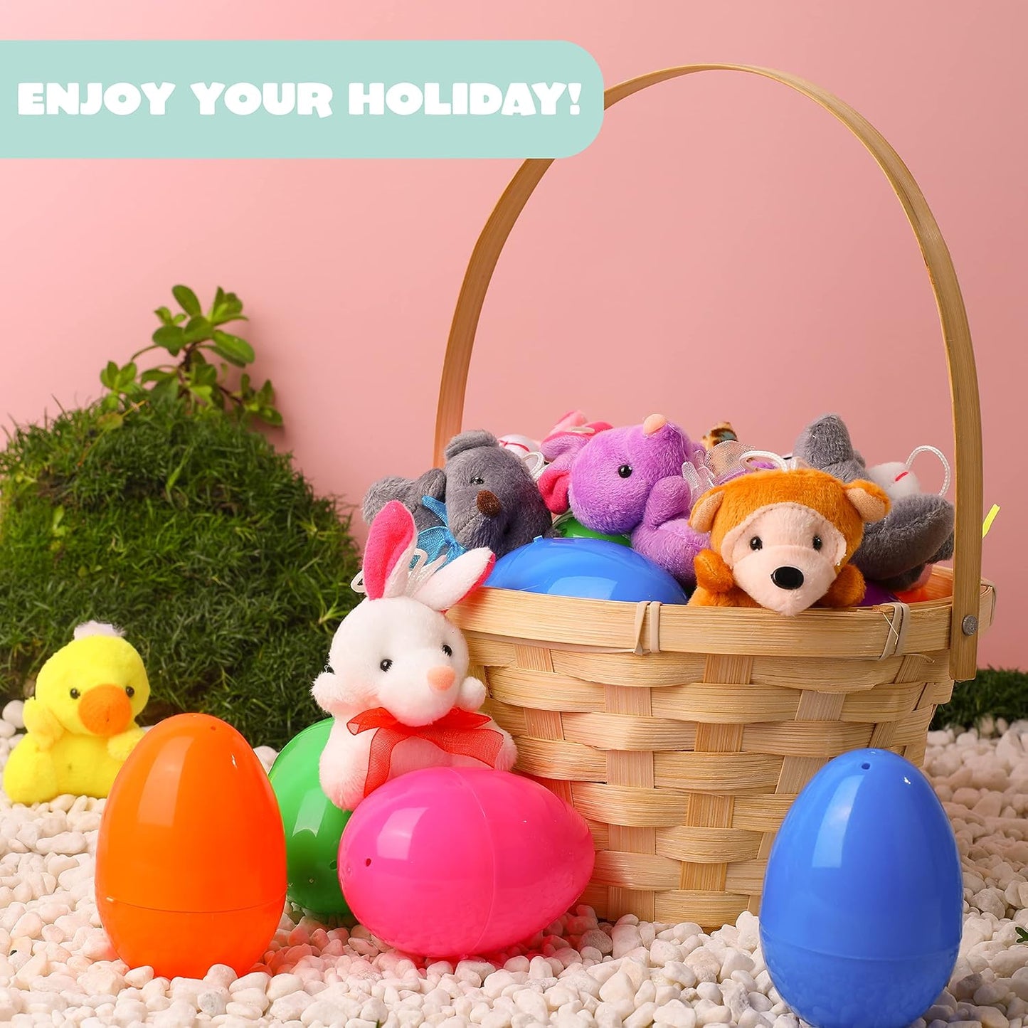 🔥PROMOTION 50%-12/24/36 Pcs Oeufs de Pâques pré-remplis avec des animaux en peluche