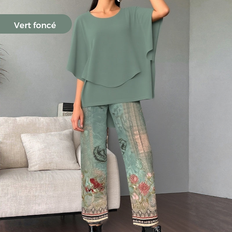 đ„ Ensemble pantalon imprimĂ© et top Ă col ras du cou