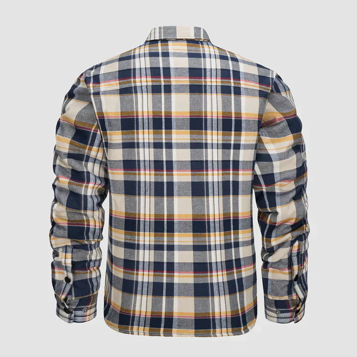 Veste de chemise en flanelle pour hommes Manteau à carreaux à manches longues, matelassé et doublé Vêtements d'extérieur épais à boutons pour l'hiver