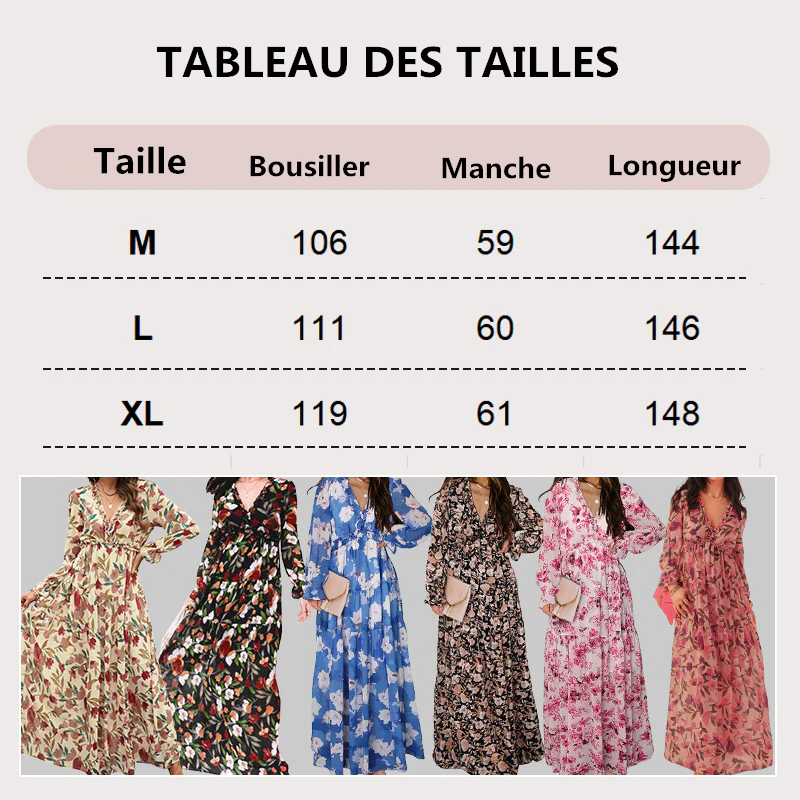 🔥2024 HOT SALE💃Robe fluide à manches longues et col en V pour femmes
