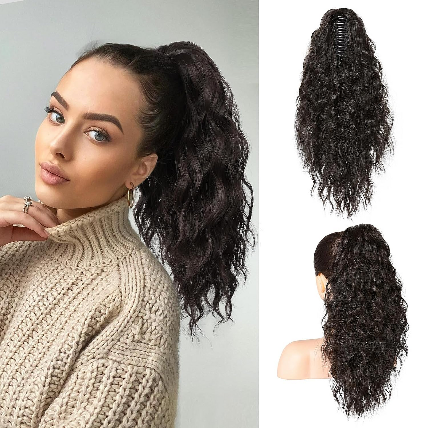 đ PROMOTION DU DERNIER JOUR - 50% DE RĂDUCTIONđExtension de cheveux bouclĂ©s, ondulĂ©s et crĂ©pus avec queue de cheval