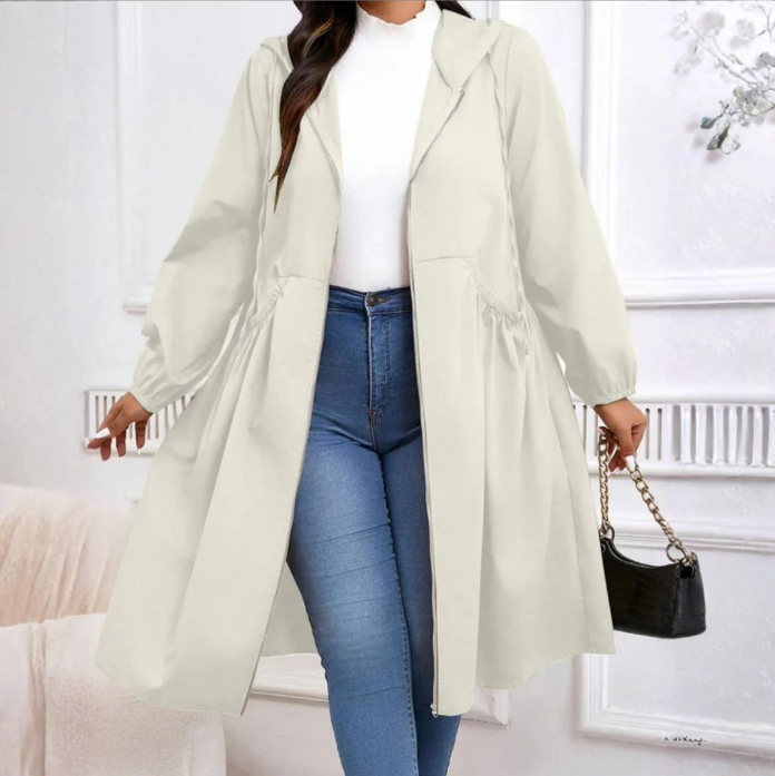 💖SOLDES 50 % DE RÉDUCTION🧥Manteau décontracté grande taille à capuche, manches longues, fermeture éclair et cordon de serrage