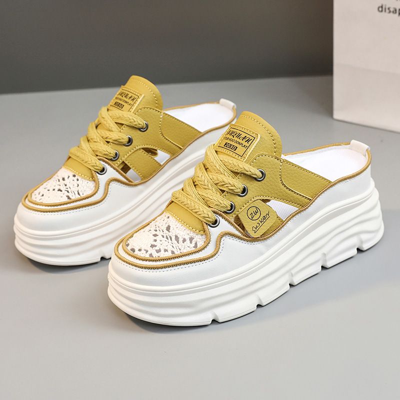 Chaussures légères à semelle épaisse, perforées et respirantes pour femmes