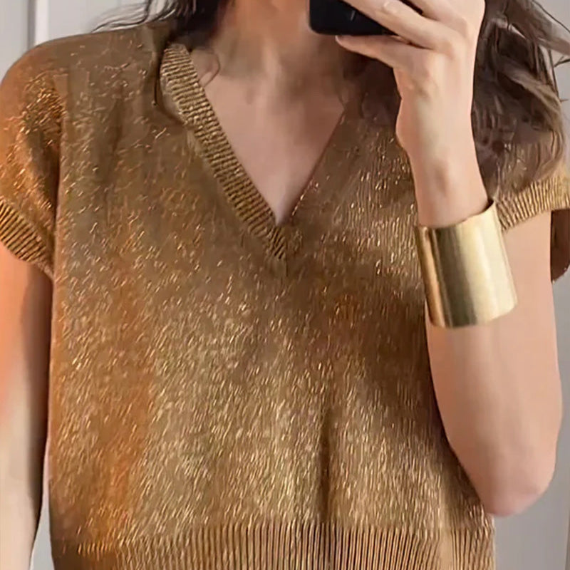 🔥Offre Fête des mères - 49% de réduction🤱Ensemble deux pièces gilet brillant et pantalon large pour femmes
