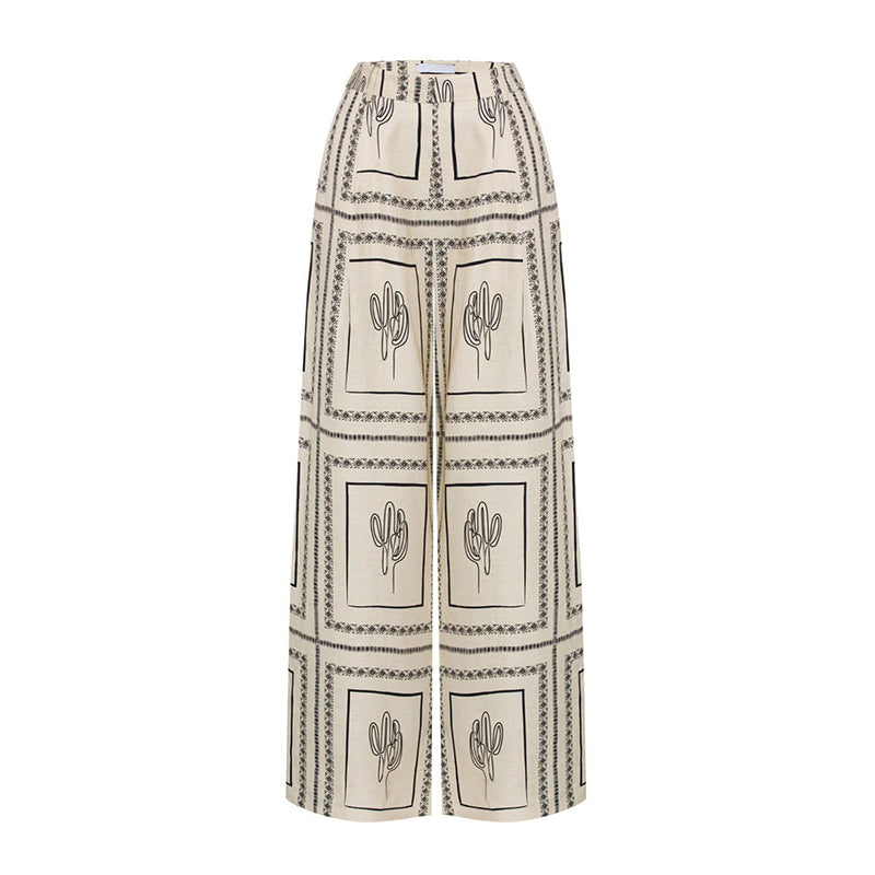 💝Cadeau de fête des mères-💃Ensemble deux pièces à imprimé géométrique pour femme - chemise et pantalon à jambes larges