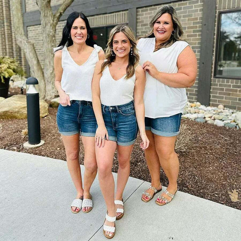 👖 DERNIÈRE JOURNÉE VENTE 49 % RÉDUCTION🔥 Short en jean à taille moyenne pour femmes