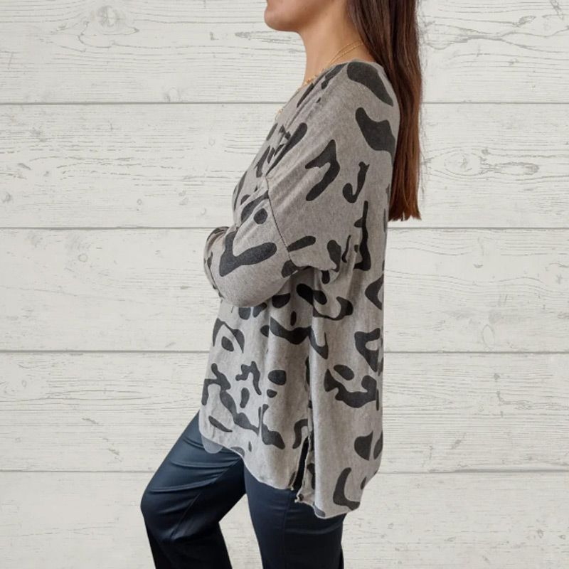 🔥T-shirt à manches longues imprimées italien à manches longues pour les femmes