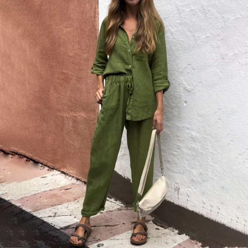 💕50% OFF💕 Ensemble 2 pièces pour femme - Chemise et pantalon oversize