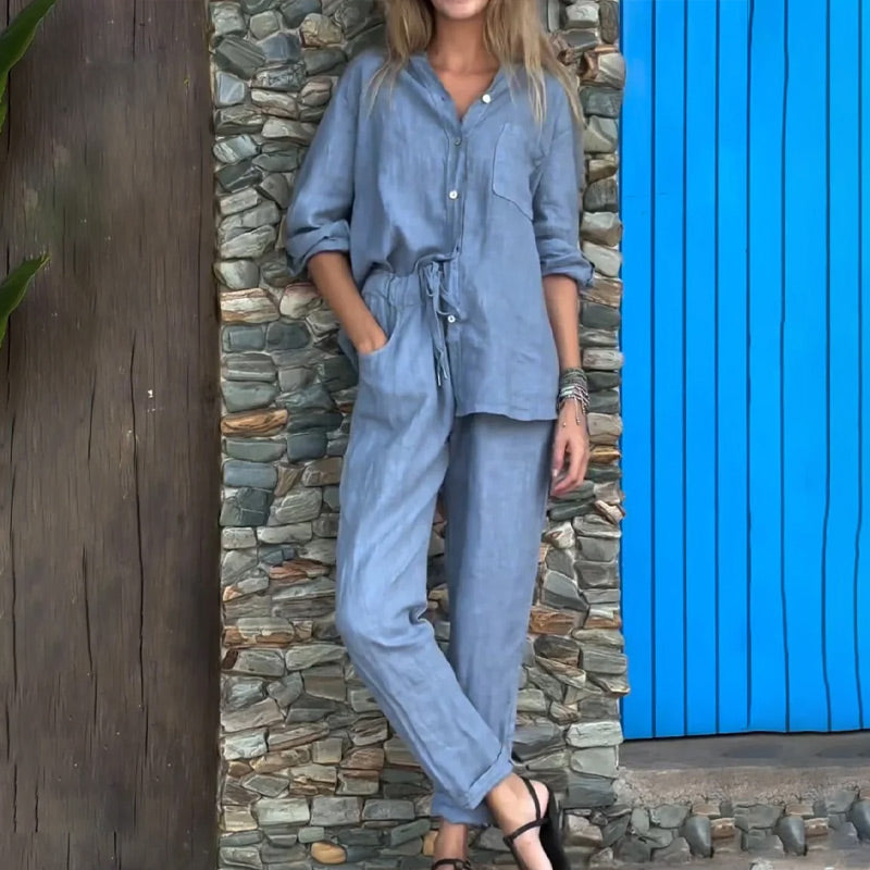 💕50% OFF💕 Ensemble 2 pièces pour femme - Chemise et pantalon oversize