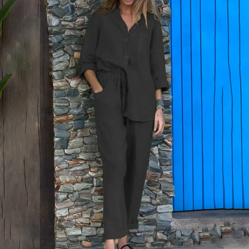 💕50% OFF💕 Ensemble 2 pièces pour femme - Chemise et pantalon oversize