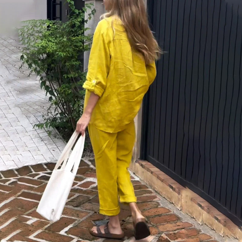 💕50% OFF💕 Ensemble 2 pièces pour femme - Chemise et pantalon oversize